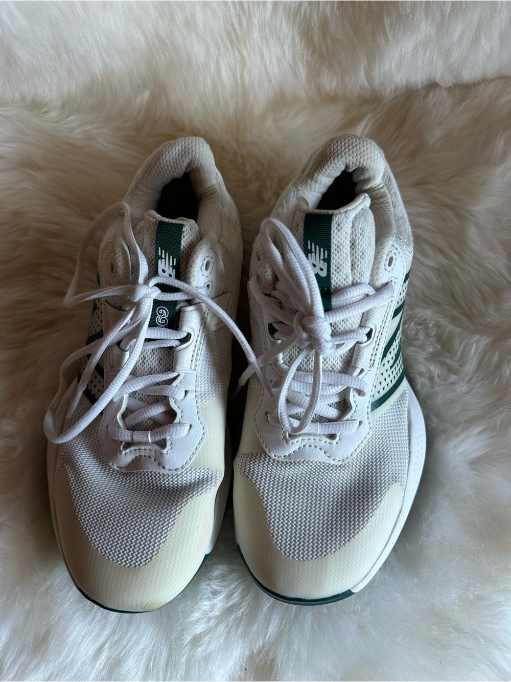 New Balance Women's White and Green Running Sneakers
